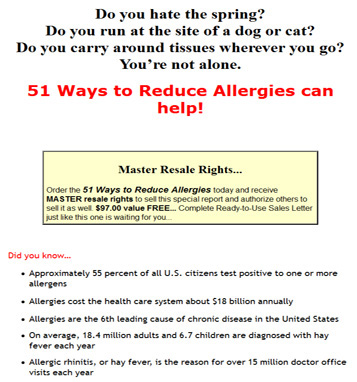 51 Ways to Reduce Allergies PLR