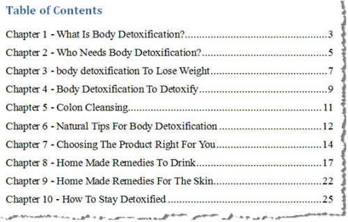 Detox Your Body Table of Content